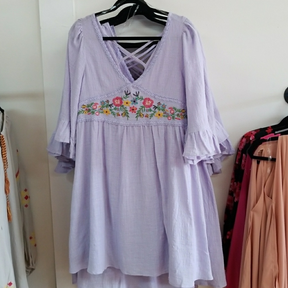 Lavender / Embroidered dress by Hayden